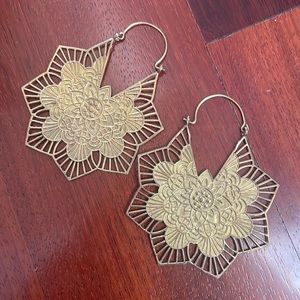Brass mandala statement earrings